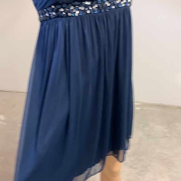 Formal Cocktail Short Navy Blue Beaded Dress women size L - Picture 4 of 14